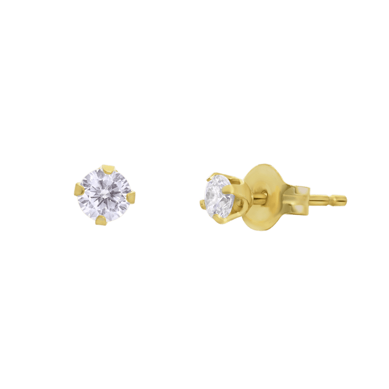 Tiny tips stainless steel goldplated oorbellen zirkonia 3mm