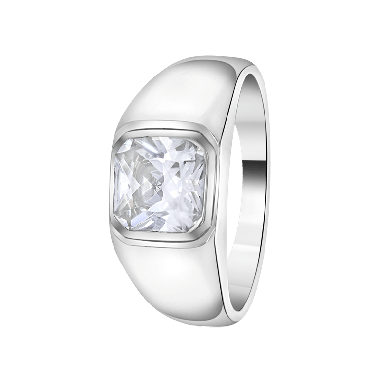 Silberner Herren-Siegelring mit Zirkonia