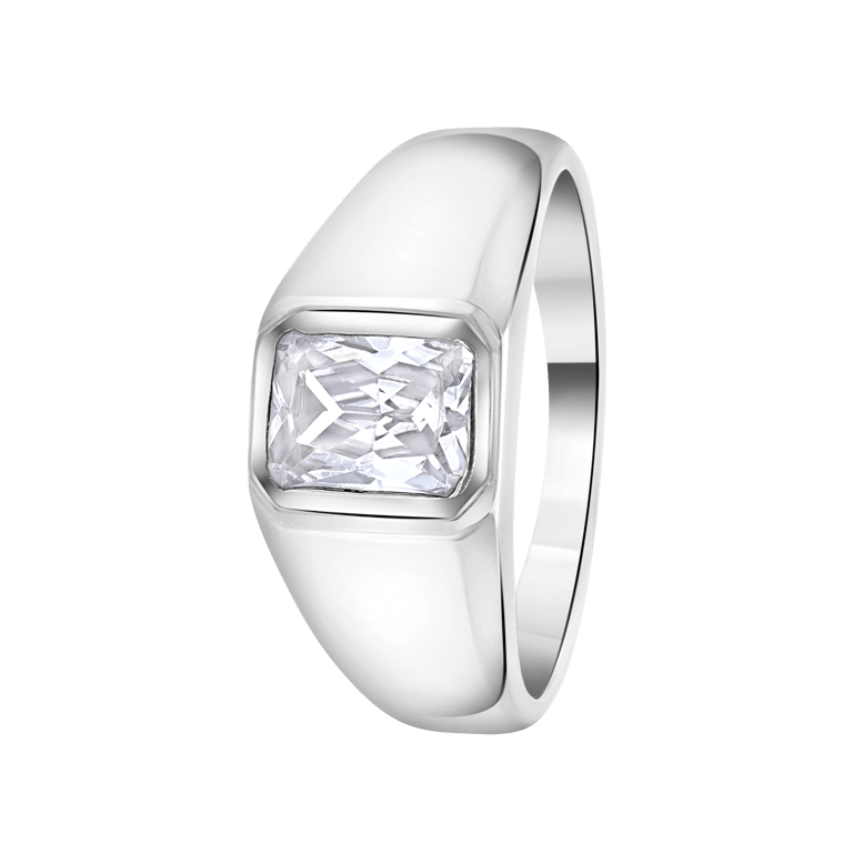 Silberner Siegelring für Jungen mit Zirkonia