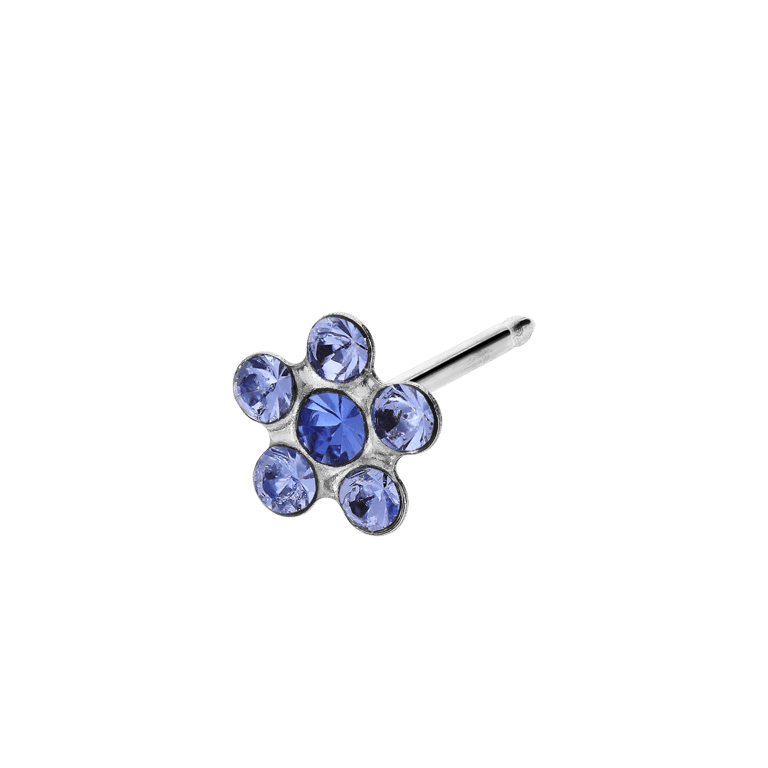 Studex stainless steel schietoorbel bloem blauw kristal 158