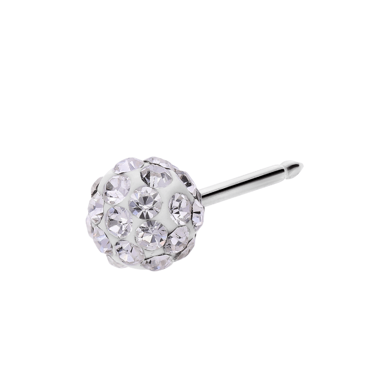 Studex stainless steel schietoorbel bal wit kristal 107