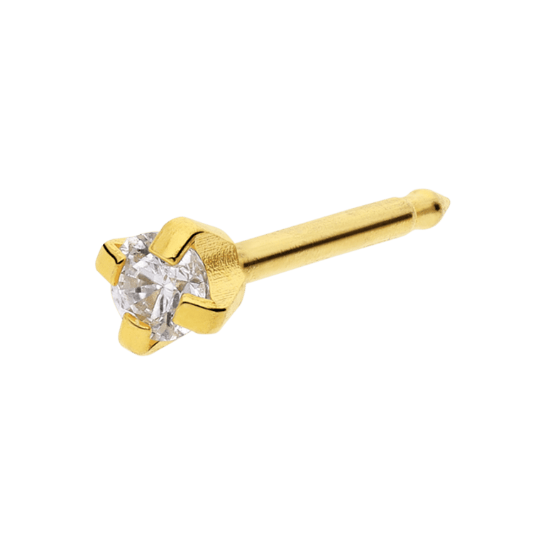 Studex stainless steel goldplated schietoorbel zirkonia 2mm 108