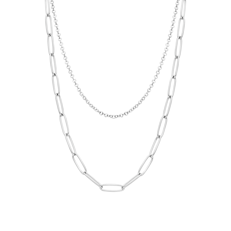 Myla gerecycled stainless steel dubbele ketting voor dames