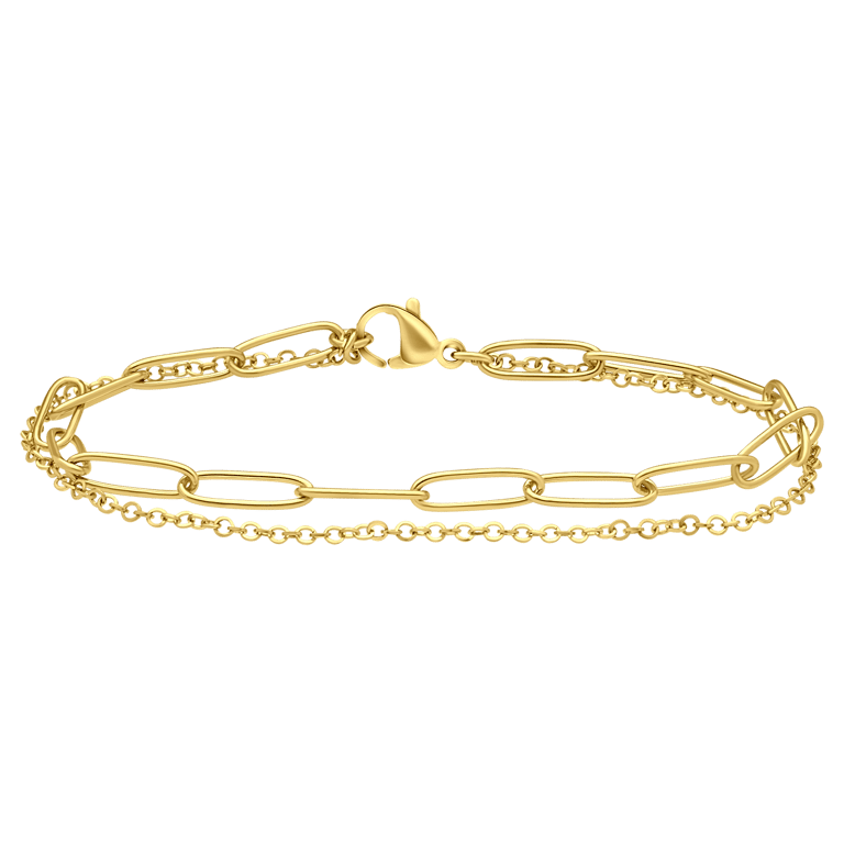 Gerecycled stalen goldplated armband dubbel