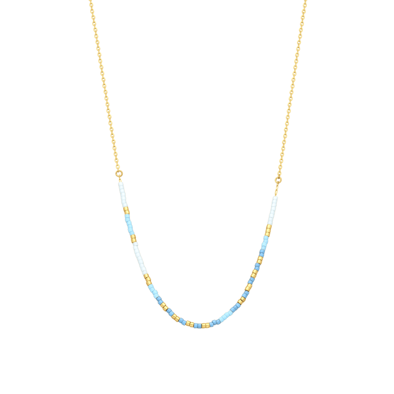 Myla gerecycled stainless steel goldplated ketting met kralen voor dames