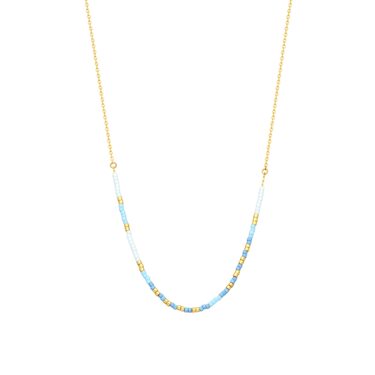 Stalen goldplated kralenketting voor dames