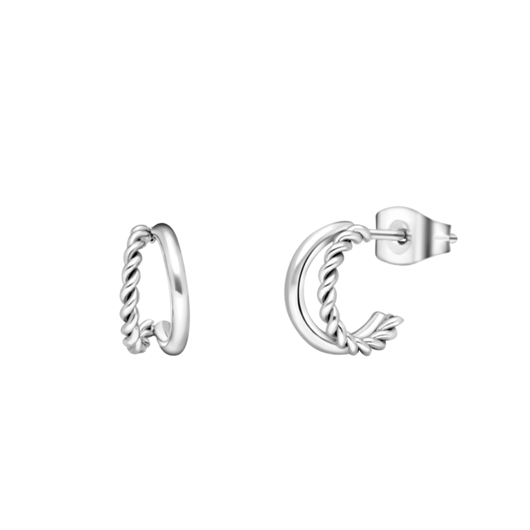 Myla gerecycled stainless steel dubbele oorbellen voor dames