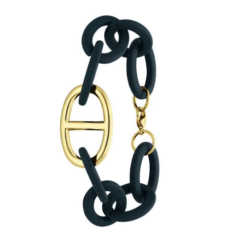 Donker groene armband met stalen goldplated hanger