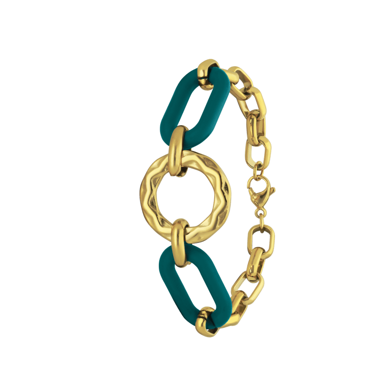 Vergoldetes Edelstahlarmband mit blauen Gliedern