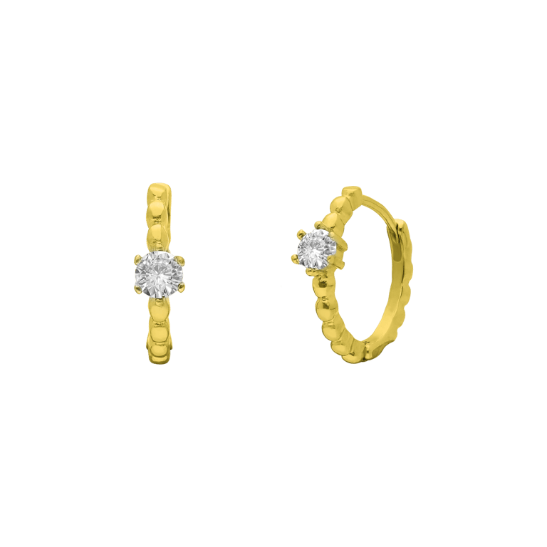 Stalen goldplated oorringen met zirkonia voor dames