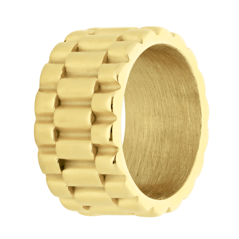 Stainless steel goldplated herenring