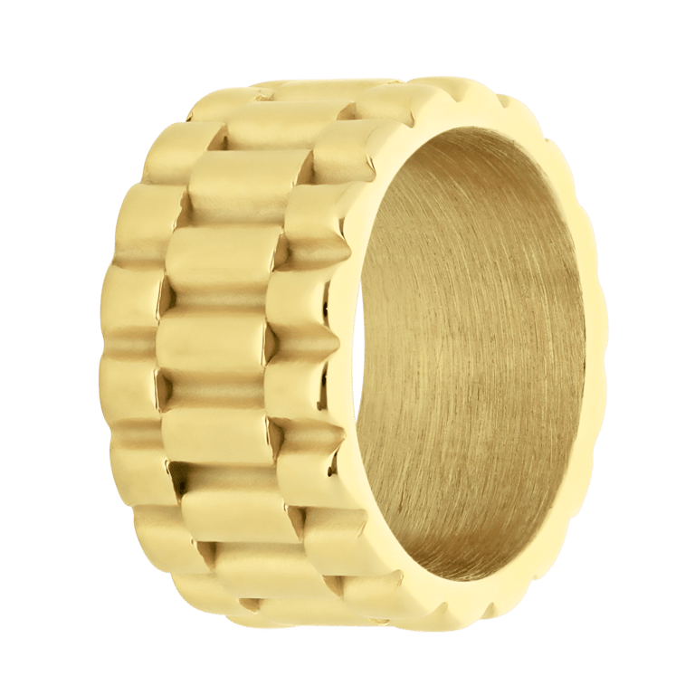 Stalen goldplated herenring