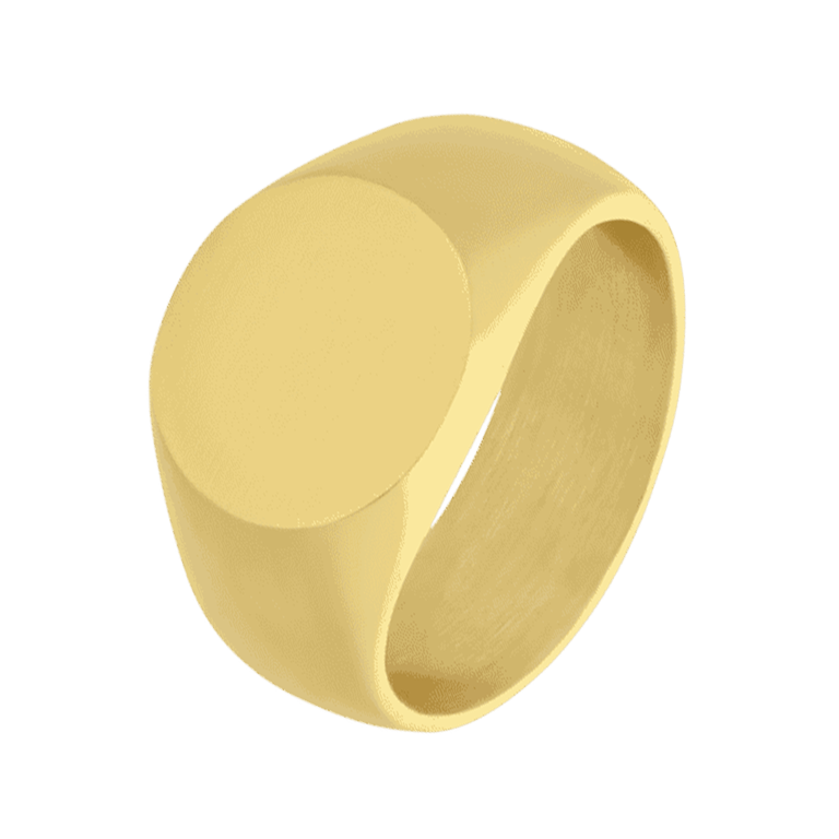 Gerecycled stalen goldplated zegelring rond