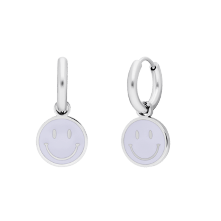 Little Miss Fabulous stainless steel oorbellen met smiley wit