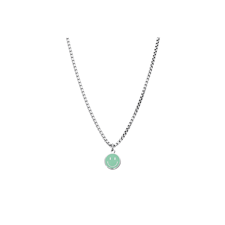 Little Miss Fabulous stainless steel ketting met smiley mint