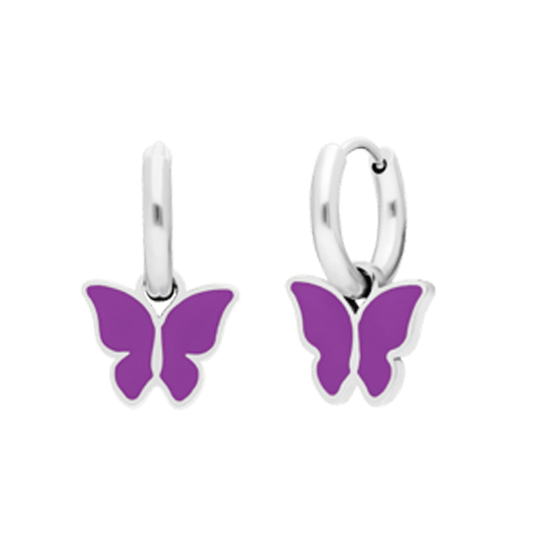 Little Miss Fabulous stainless steel oorbellen met vlinder violet