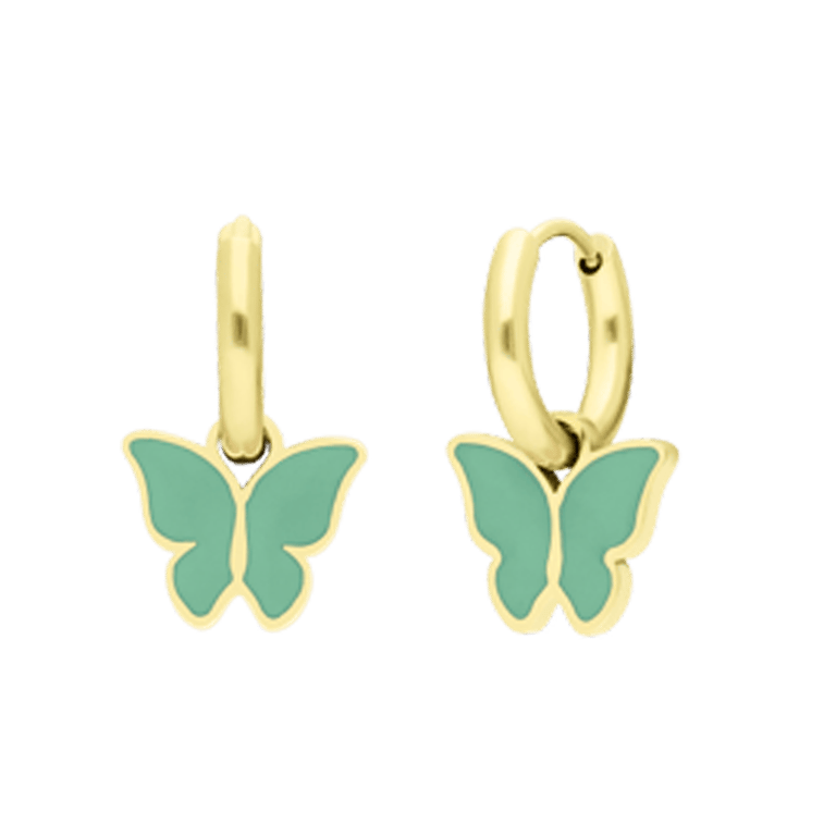 Stainless steel goldplated kinderoorringen met hanger