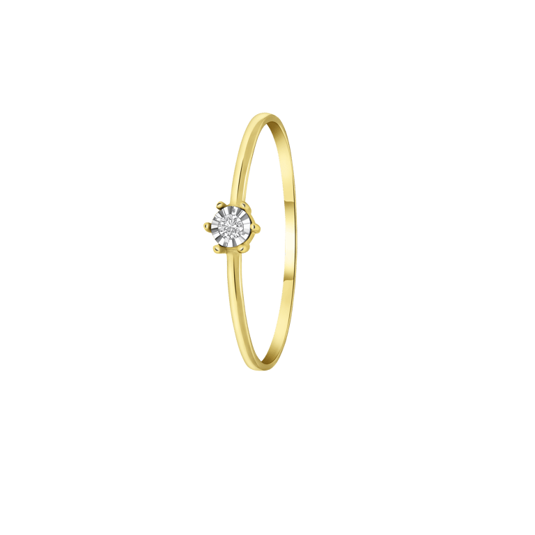 14 karaat geelgouden ring solitair diamant (0,025ct)