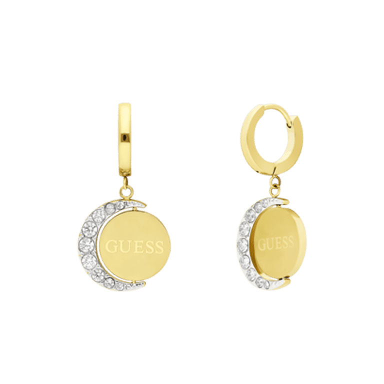 Guess goldplated stalen oorbellen MOON PHASES