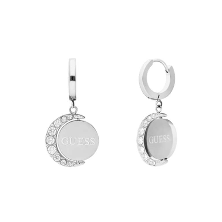 Guess stainless steel oorringen moon phases voor dames