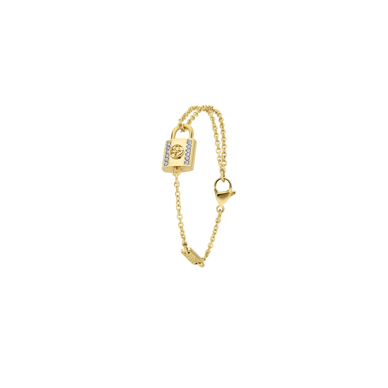 Guess stainless steel goldplated schakelarmband met kristal voor dames