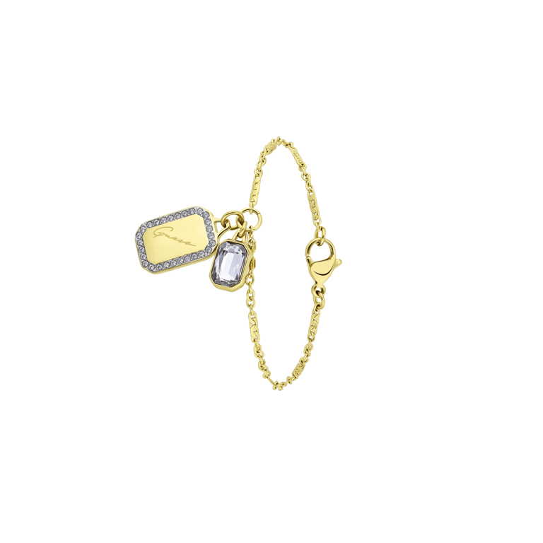 Guess vergoldetes Edelstahlarmband CRYSTAL TAG