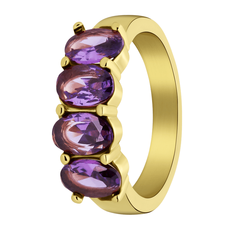 Stalen goldplated ring met zirkonia voor dames