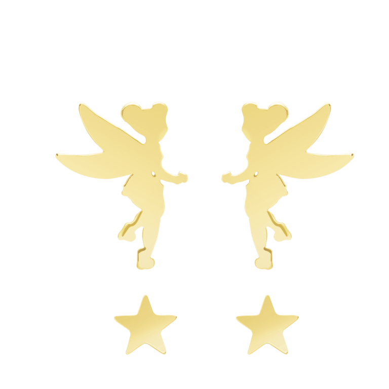 Stalen goldplated Disney Tinkerbell oorknoppen met ster