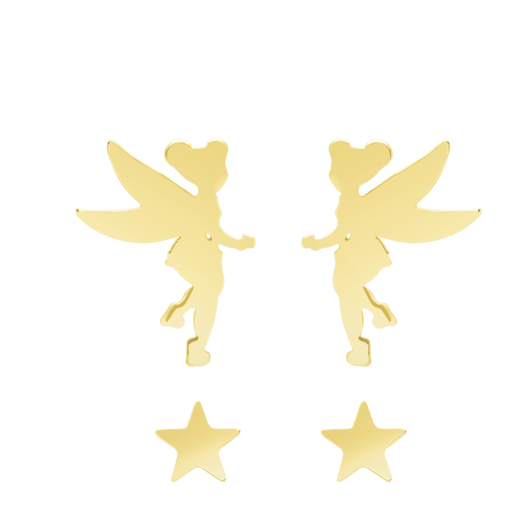 Vergoldete Edelstahlohrstecker Disney Tinkerbel mit Stern