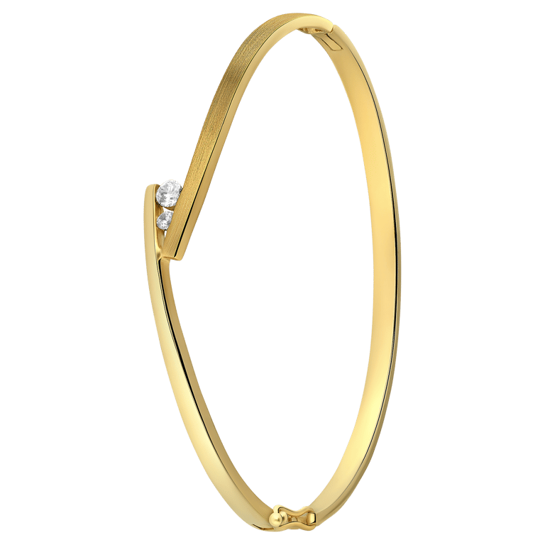 Zilveren goldplated bangle mat/glans zirkonia