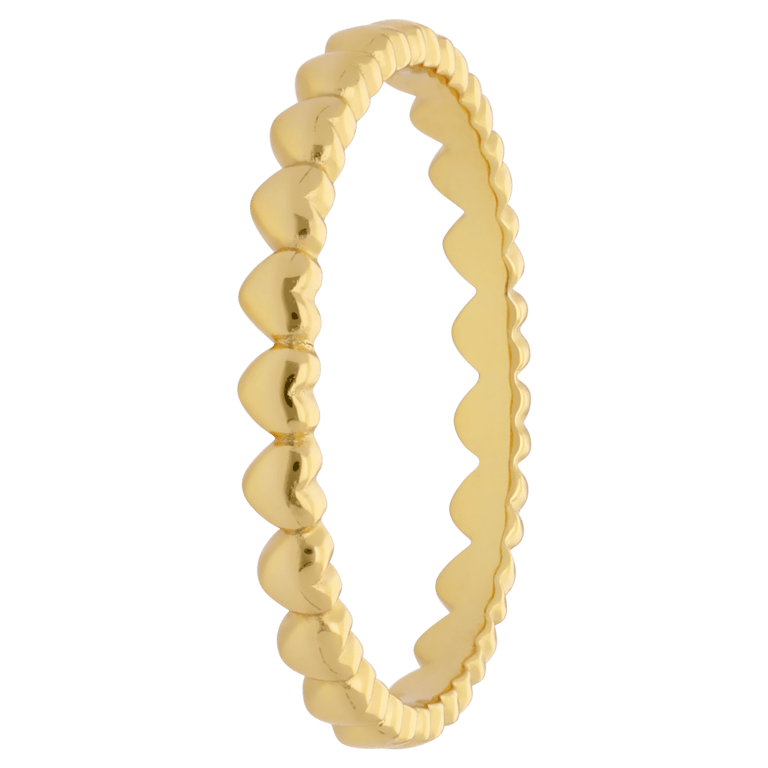 Silberner, goldplattierter Ring mit kleinen Herzen