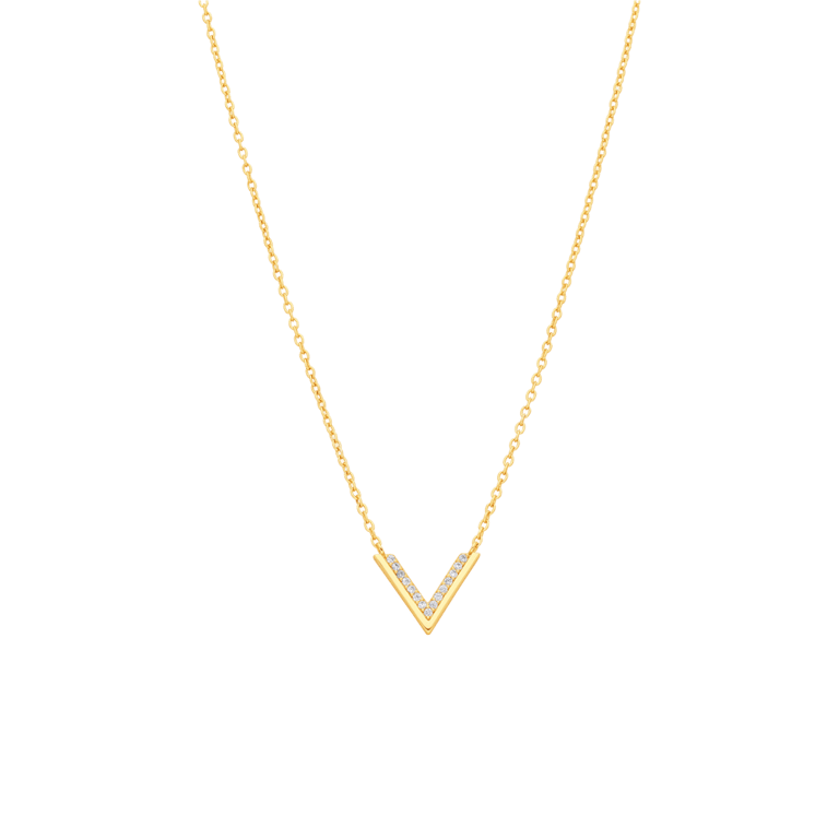 Zilveren goldplated ketting met hanger met zirkonia voor dames