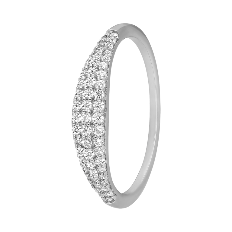 Silberner, rhodinierter Ring mit Zirkonia