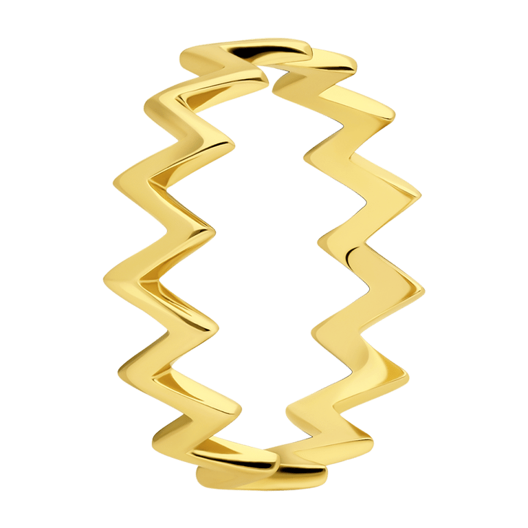 Zilveren goldplated ring zigzag voor dames