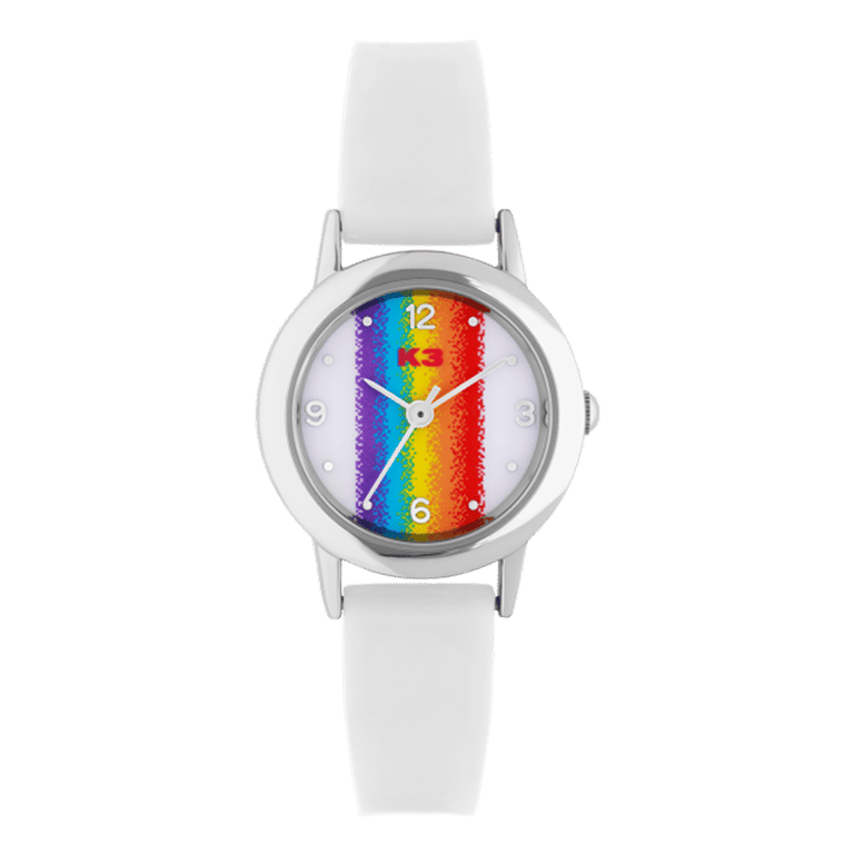 K3 Kinder Horloge Regenboog Met Rubberen Band Wit