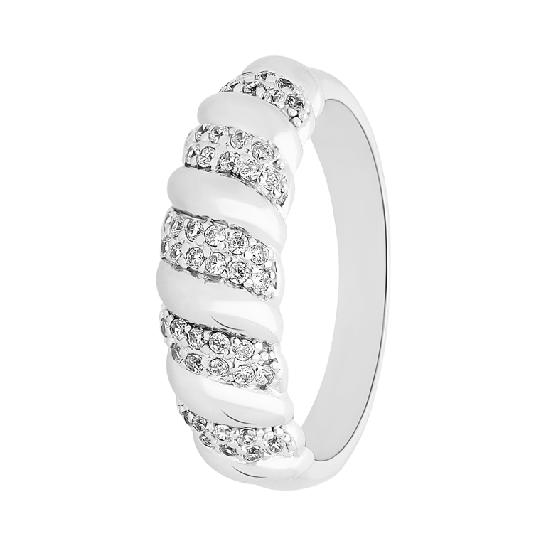 Zilveren ring croissant zirkonia