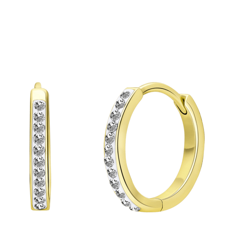 Zilveren goldplated oorringen kristal