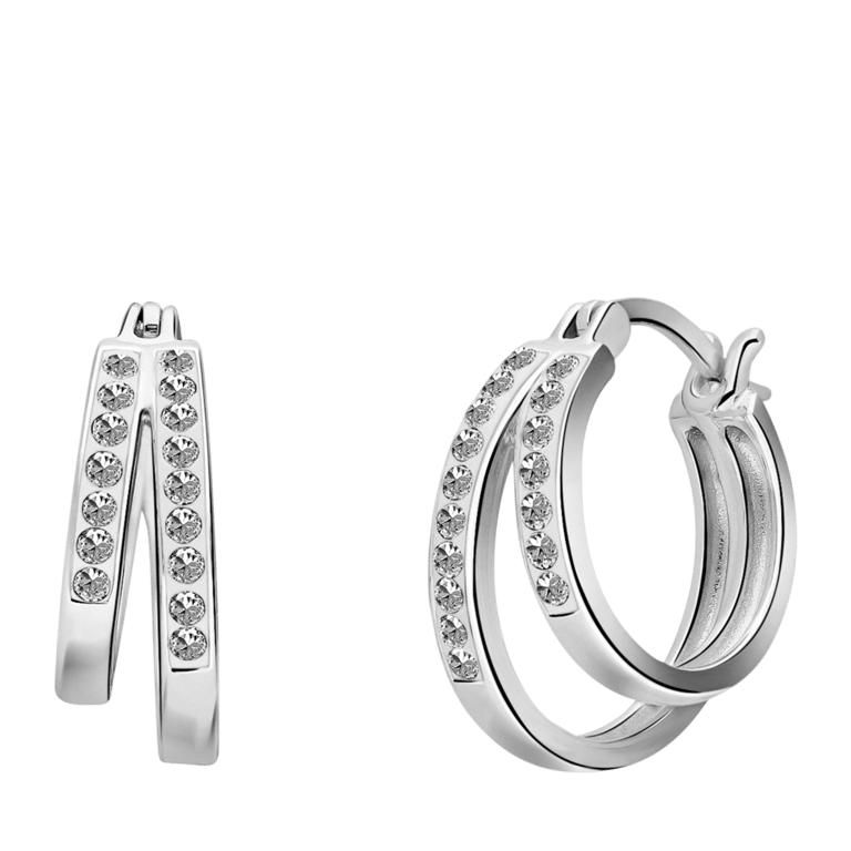 Doppelte Ohringe aus Silber mit Zirkonia
