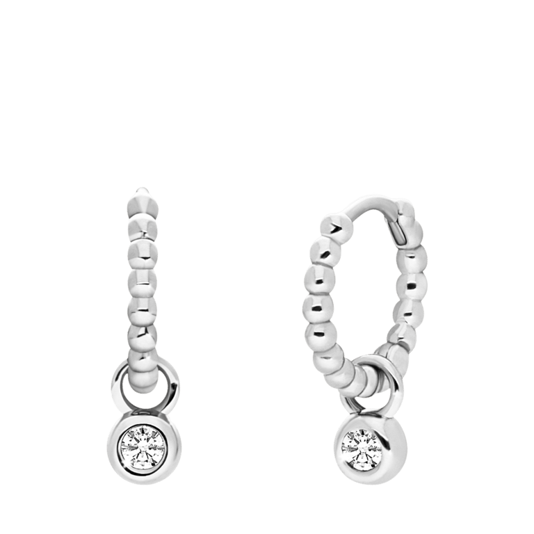 Zilveren oorring hanger rond zirkonia
