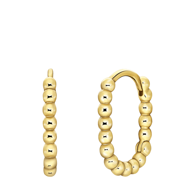 Silberne, goldplattierte Ohrringe oval Kugel