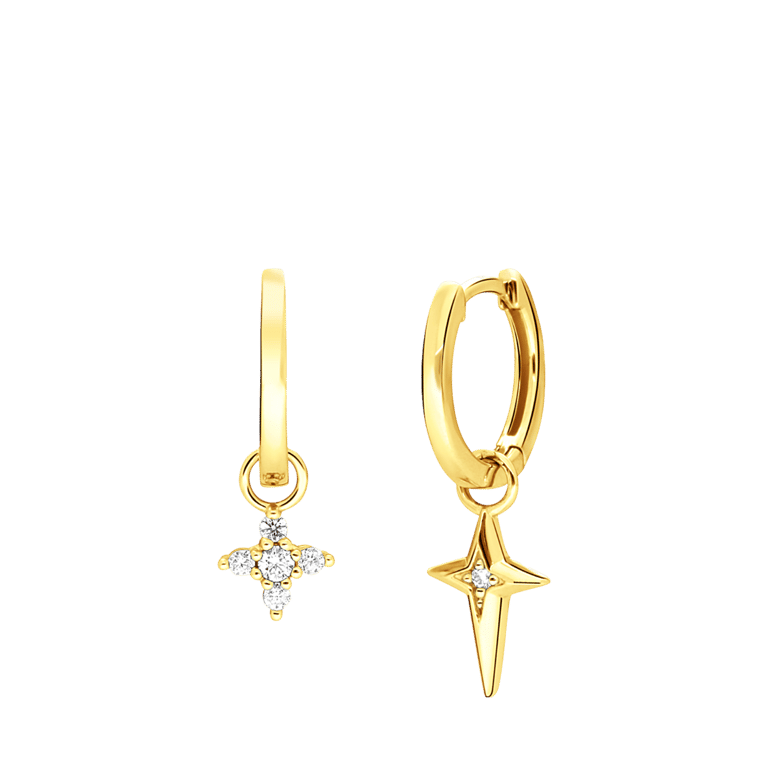 Silberne, goldplattierte Ohrringe Stern Zirkonia