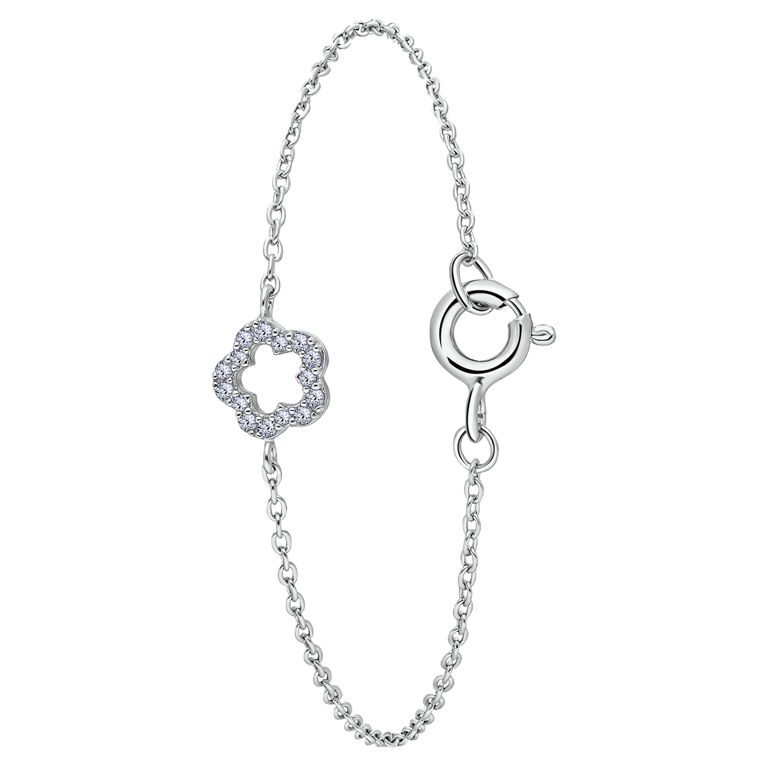Zilveren armband bloem zirkonia