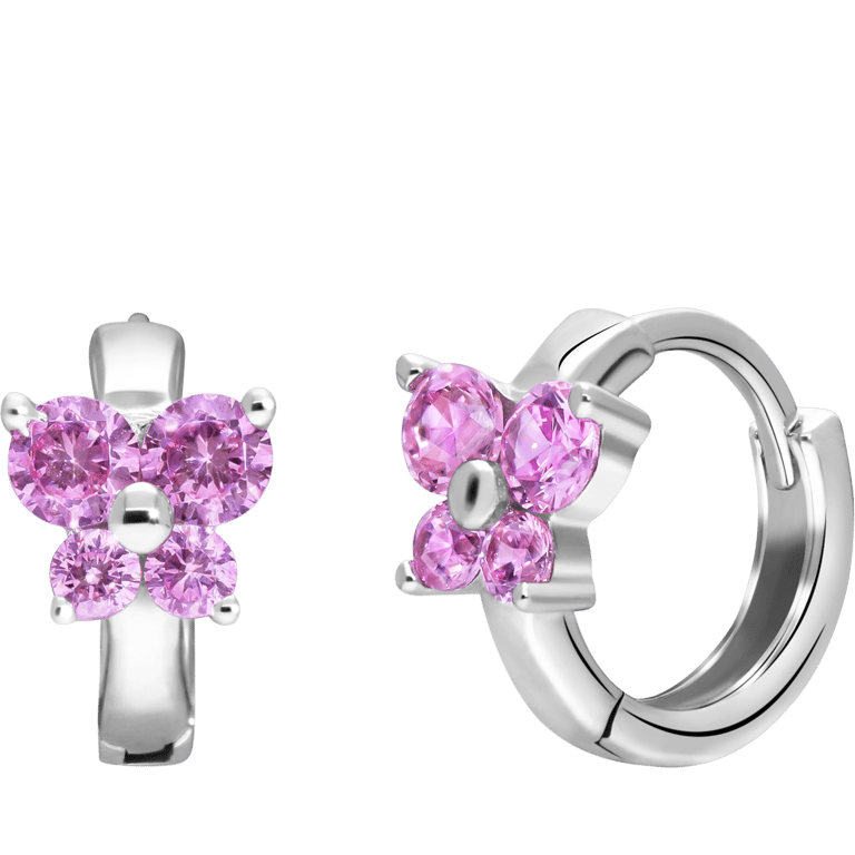 Silberne Ohrringe Schmetterling Zirkonia rosé