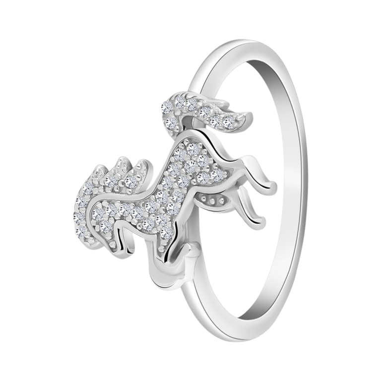 Silberner Ring Pferd Zirkonia