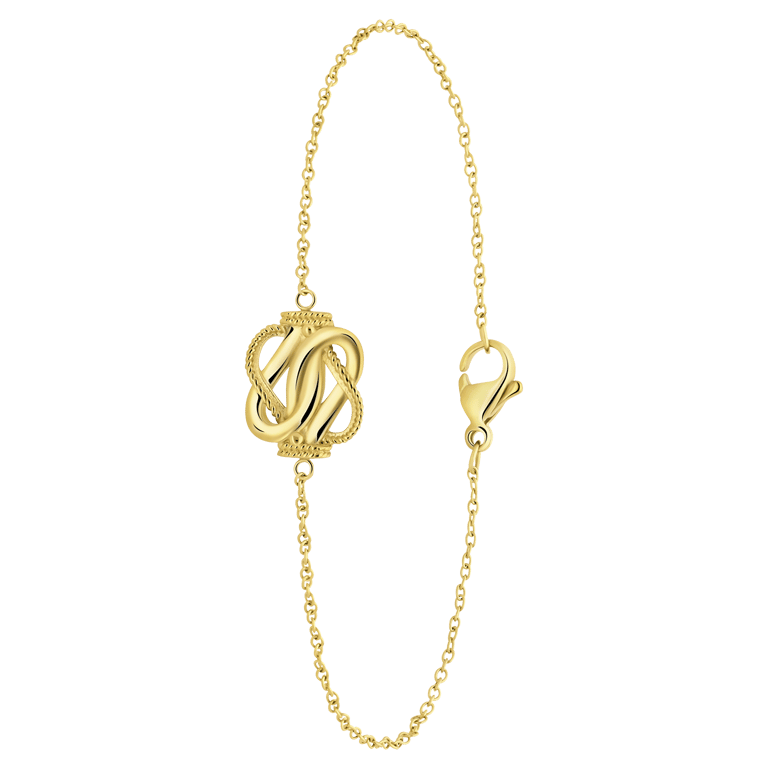 Stalen goldplated fantasiearmband met hangersurinaamse mattenklopper  voor dames en heren