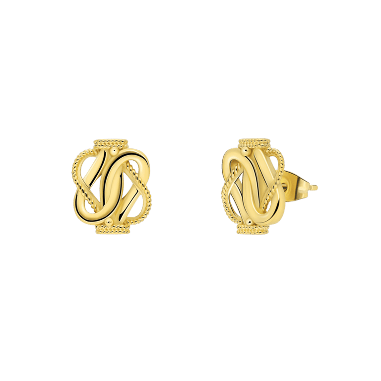 Stalen goldplated oorknoppen surinaamse mattenklopper voor dames