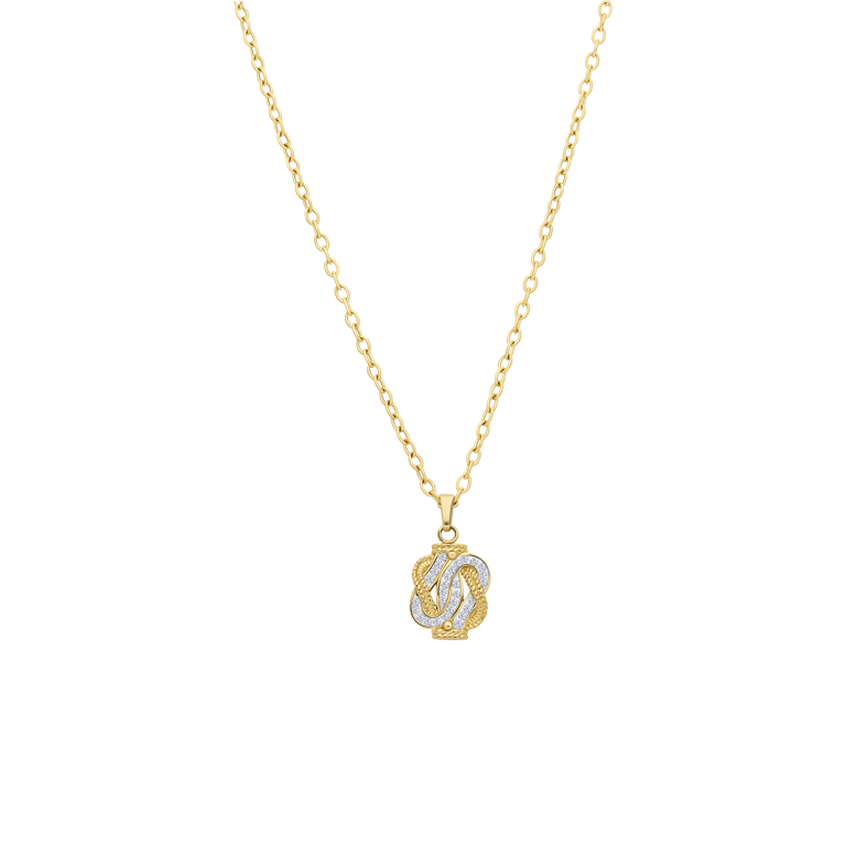 Gerecycled stalen goldplated collier mattenklopper kristal