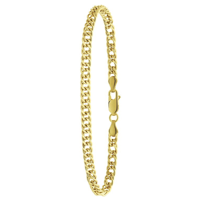 Gerecycled zilveren goldplated herenarmband dubbele gourmet