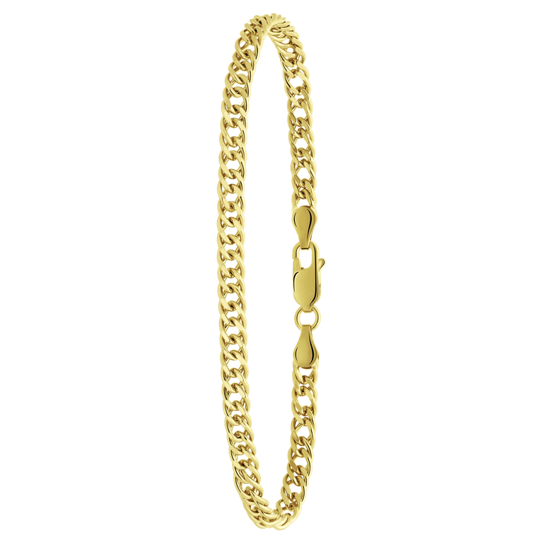 Zilveren goldplated herenschakelarmband