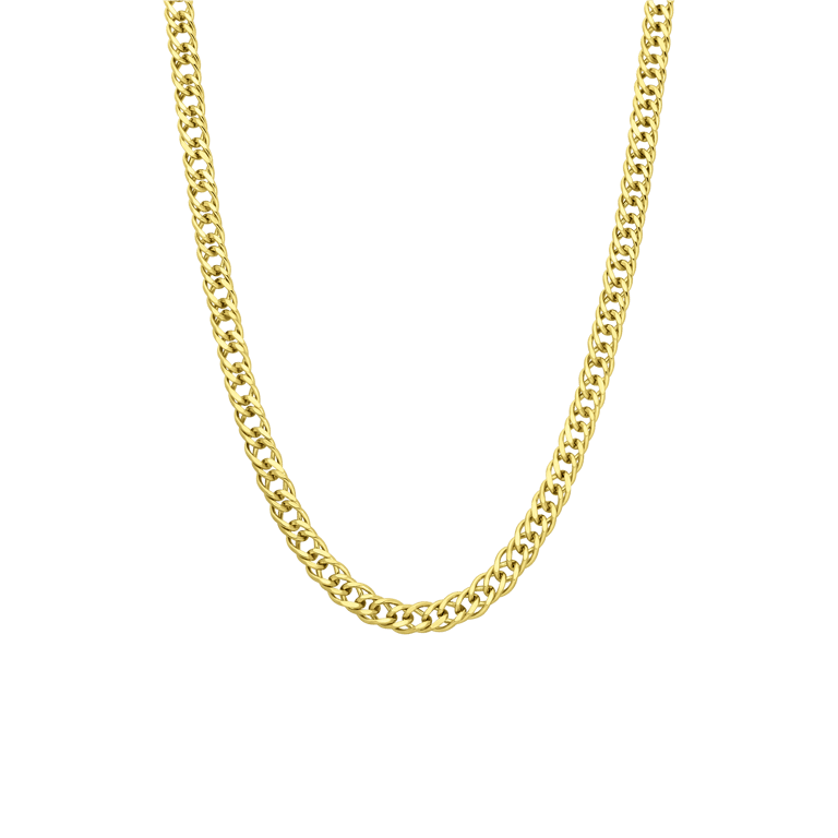 Gerecycled zilveren goldplated herencollier dubbele gourmet